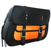 Black and Orange Medium Slant Textile Saddlebag  by Vance Leather's