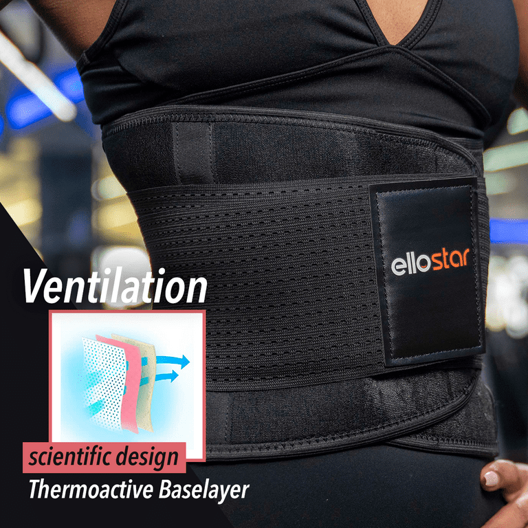 ELLOSTAR Waist Trainer Sweat Belt for Women Plus Size Men Back Support Workout Band Tummy Control Body Shaper Black