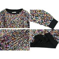 thumbnail image 4 of Women Juniors Sparkly Long Sleeve Sequin Pullover Sweatshirt Top, Multicolored, Small, 4 of 5