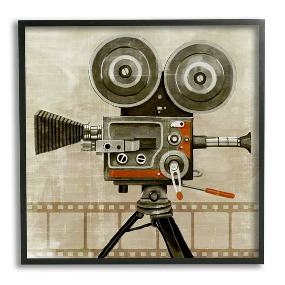 Stupell Industries Vintage Movie Video Camera Novelty Painting Black Framed Art Print Wall Art