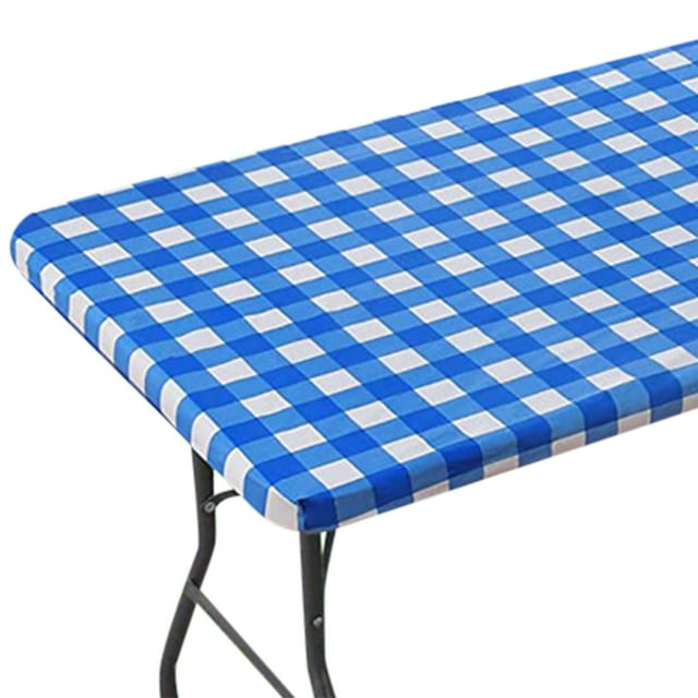 Table Cloth Elastic Fitted Tablecloth for 6 Foot Rectangular Tables – Stretchable Washable Patio Cover for Outdoor Events Banquets Parties and Camping