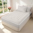 thumbnail image 2 of Manfei Rustic Grid Zipper Twin Comforter Sets with Fitted Sheet and 2 Pillowcases,Modern Check Zipper Bedding Set,Cream White,Light Gray Reversible,4pcs, 2 of 8