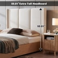 thumbnail image 2 of Queen Size Bed Frame and Upholstered Headboard, Solid Wood Platform Bed with Storage Drawers, Durable Wooden Slats, Solid and Stable, Noiseless, No Box Spring Needed, Easy Assembly, Beige, 2 of 10