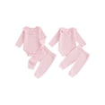 thumbnail image 2 of xiaxaixu Baby Girl 2Pcs Fall Outfits Long Sleeve Ruffle Collar Romper + Pants Set Infant Clothing, 2 of 8