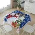thumbnail image 6 of Navy Blue Christmas Table Cloth Waterproof Tablecloths, Snowman Xmas Tree Ball Gifts Winter Tablecloth Dining Table Cover for Kitchen Party Tabletop Outdoor, Square Tablecloth 60x60 Inch, 6 of 9