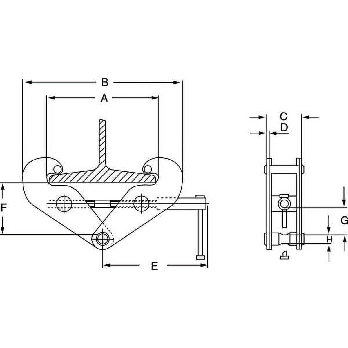 Dayton Beam Clamp,Vertical Lift,2000 lb. 3KR11