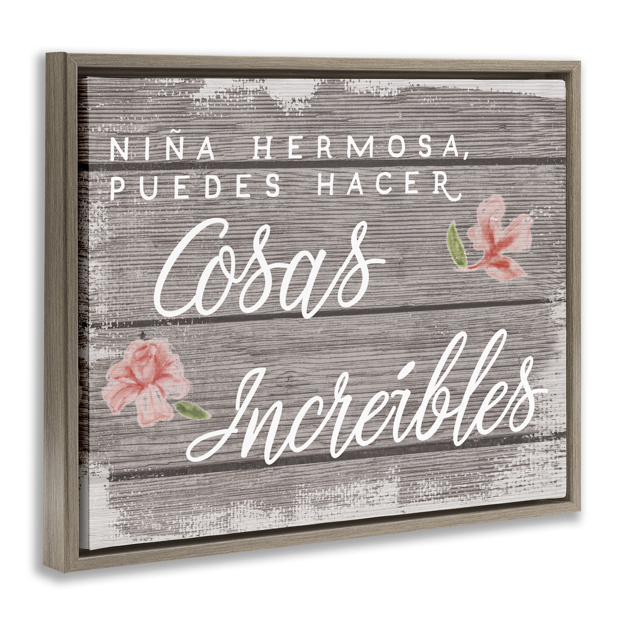 Stupell Industries Niña Hacer Cosas Increíbles Inspirational Quotes & Sayings Painting Brown Floater Framed Art Print Wall Art, 31 x 25