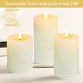 thumbnail image 3 of Immeiscent Christmas Flameless Pillar Candles, Rope Texture 3D Wick Flickering Candles, Realistic Battery Candle with Remote&Timer for Home Decor Christmas Wedding Party Festival Celebration (White), 3 of 7