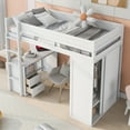 thumbnail image 2 of Twin Wood Loft Bed with Wardrobes and 2-Drawer Desk with Cabinet, Loft Twin Bed with Desk for Teenagers, Multiple Functions Bed, Easy to Assemble (White), 2 of 9