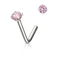 thumbnail image 2 of Nose Ring Stud L Shaped Surgical Steel Screw Piercing CZ Gem 1pc 20G 18G 6MM, 2 of 6