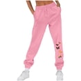 thumbnail image 2 of Women's Casual Running Pants, Solid Color Loose Fit Long Sweatpants with Pockets, Sports Gym Fitness and Jogging Wear | VerBelle,Pink 2XL, 2 of 5