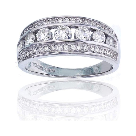 Decadence Sterling Silver Rhodium Anniversary Band Ring