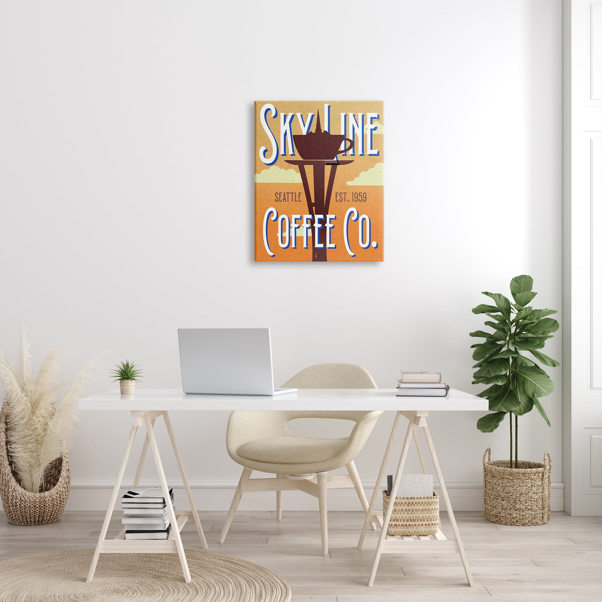 Stupell Industries Retro Sky Line Coffee Co. Seattle Cup Needle, 24 x 30, Design by Daphne Polselli