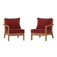 thumbnail image 2 of WestinTrends Avalon Outdoor Patio HDPE Loveseat Sofa with Patio Cushions, Teak/Red, 2 of 5