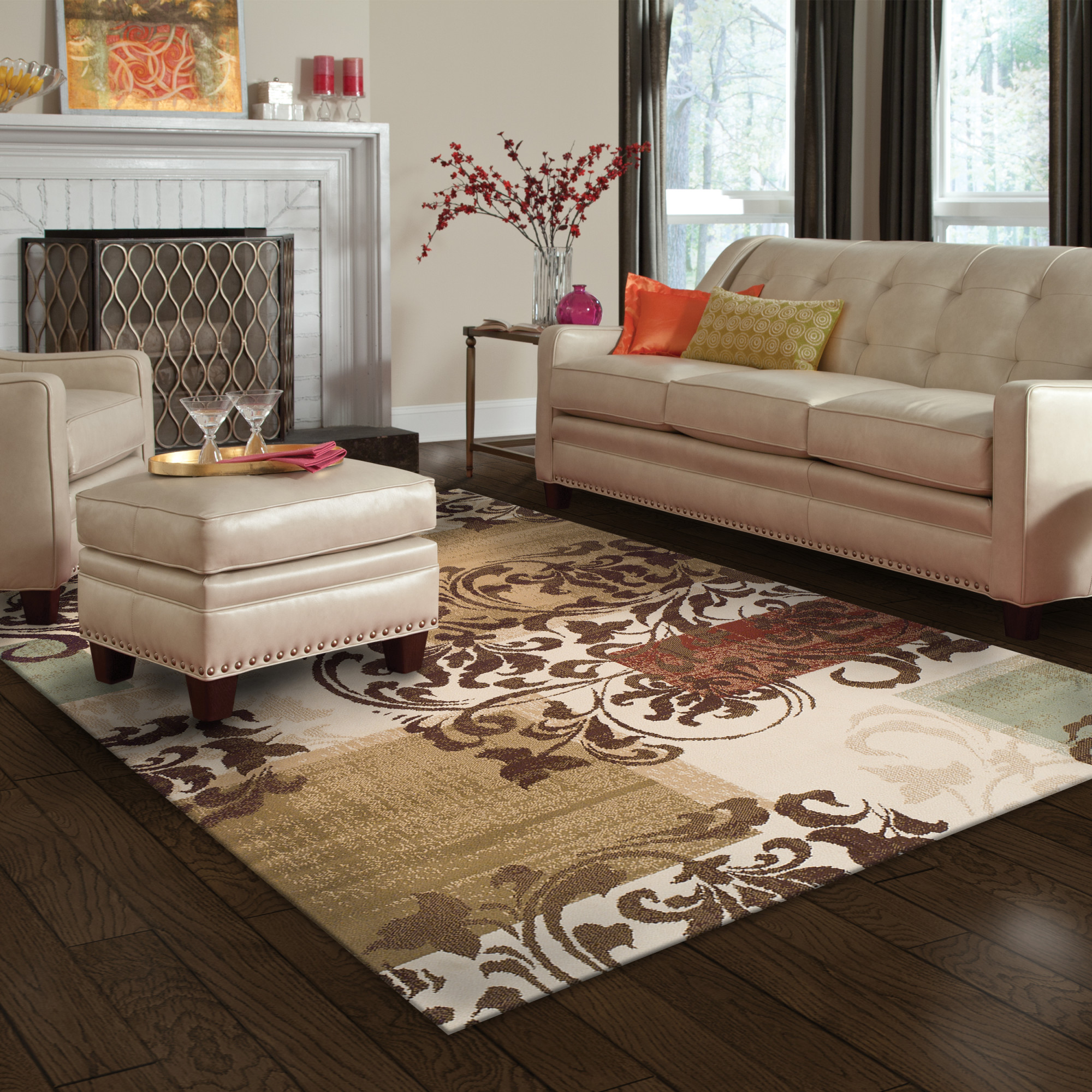 Superior Modern Scroll Tyra Textured Indoor High-Low Area Rug, 8' X 10', Ivory