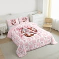 thumbnail image 3 of jejeloiu American Rugby Ball Full Size Comforter Sets,Chic Ribbon Bows Bedding Sets For Bowknot Lover Reversible 3pcs, 3 of 8