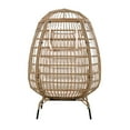 thumbnail image 4 of Oversized Rattan Wicker Egg Chair, Patio Basket Chair with Removable Cushion, Boho Lounge Chair with Metal Frame, 350LBS Weight Capacity, for Courtyard, Garden, Balcony, Beige, 4 of 9