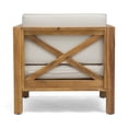 thumbnail image 6 of Jopath Outdoor Club Chair with Slatted Seating and Cross-Back, Accent Chair with Cushion for Patio Balcony Garden Teak+Beige, 6 of 9