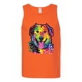 thumbnail image 3 of Smiling Dog | Colorful Neon Golden Retreiver | Dean Russo Art Animal Lover Mens Tank Top, Orange, XX-Large, 3 of 6