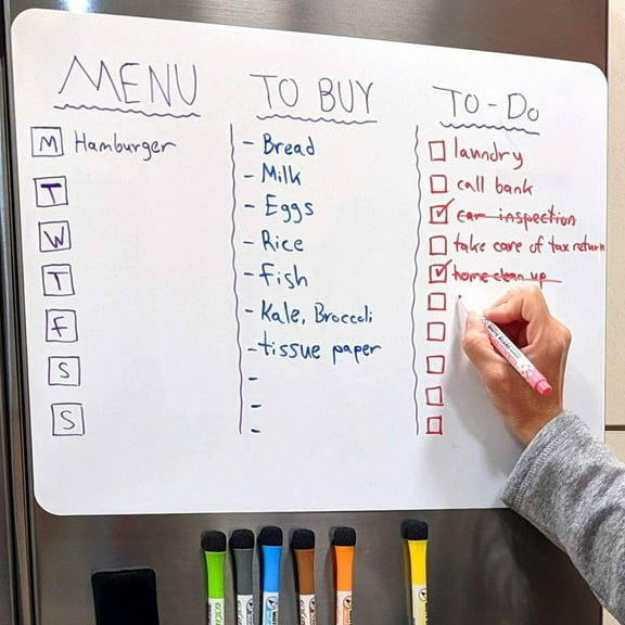 Large Magnetic 17.5"x13.5" Dry-Erase Whiteboard for Kitchen Fridge | Free Bonus - 12"x8" Medium Whiteboard 4 Markers (8 in Total) Eraser