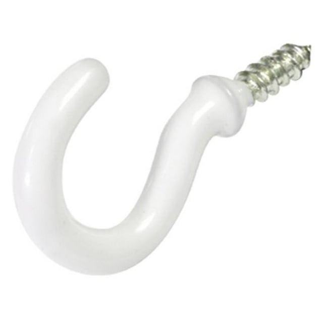 Carded - Cup Hook, White Vinyl - 1.5 in.