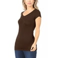 thumbnail image 3 of Moa Collection Women Casual Solid V-Neck Short Sleeve Basic T-Shirt Top, 3 of 4