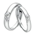 thumbnail image 2 of TopLLC Rings EKG Zircon Heart-to-heart Open Couple Pair Wedding Set couple rings, 2 of 9