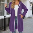 thumbnail image 5 of Sweat Jacket Women's Hoodie with Hood Long Jacket Autumn Winter Transition Jacket Casual Plain Hooded Jacket Loose Hoodie with Zip and Pockets, 5 of 7