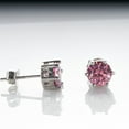 thumbnail image 4 of Sterling Silver Six Claw Moissanite Earrings Color Pink Moissanite Earrings, 4 of 5