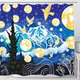 thumbnail image 1 of Landscape Shower Curtain - Blue & Yellow Design with Stars, Moonsand Whimsical Birds, 1 of 4