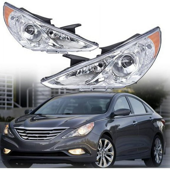 PET-U Driver and Passenger Side Headlight Amber Corner Headlamp Assembly Replacement for 2011-2014 Sonata 209150009, 921013Q000, 209149009, 921023Q000
