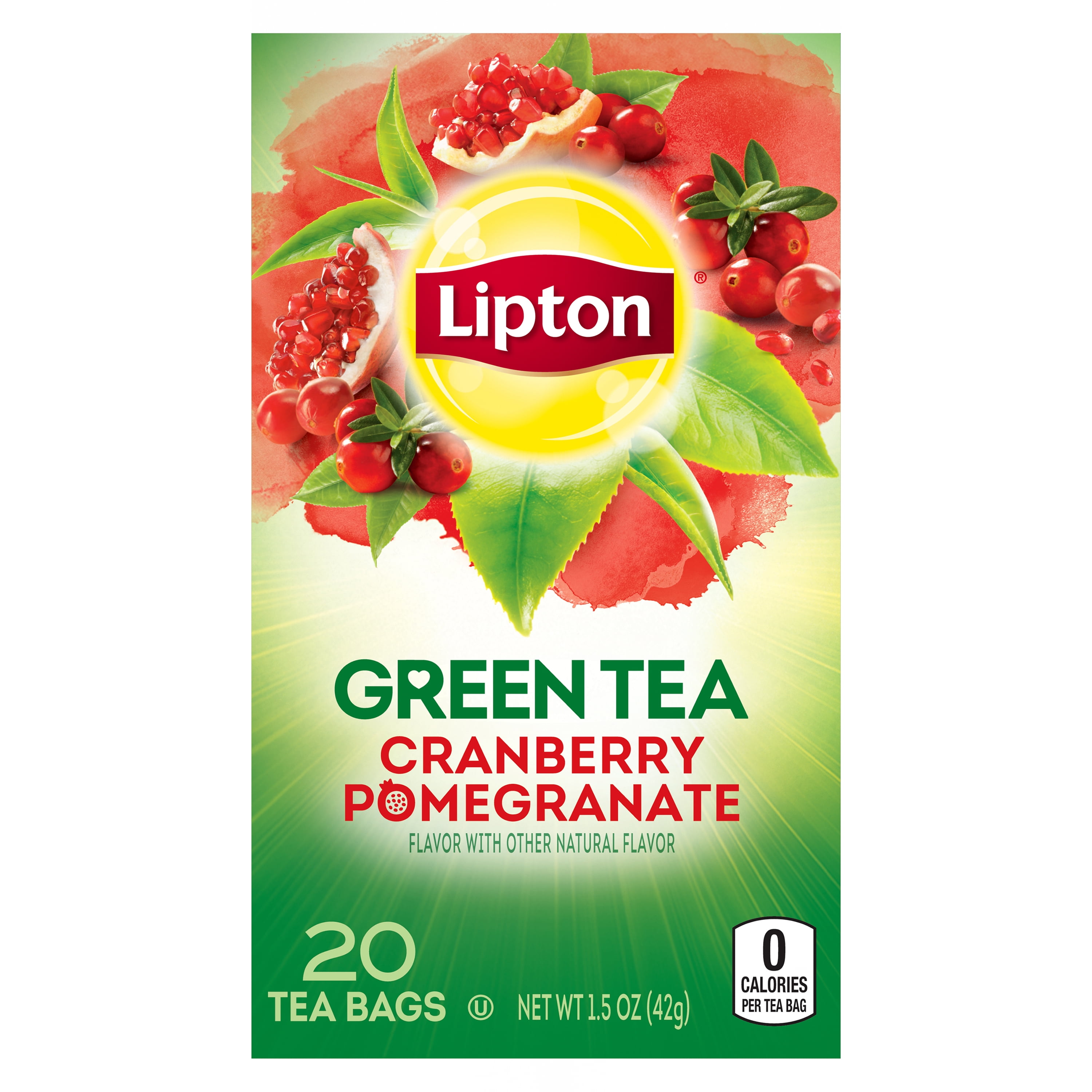 Lipton Cranberry Pomegranate Green Tea, Tea Bags, 20 Ct