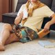 thumbnail image 5 of Balery Pond Meditating Tiger Pantalones cortos de pijama de punto de algodón para hombre con cinturilla y bolsillos-Large, 5 of 6