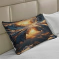 thumbnail image 2 of Ambesonne Lake Knitted Quilt Pillowcover, Reflection Snowy Mountain Dawn, 36"x20", Orange and Dark Blue, 2 of 2