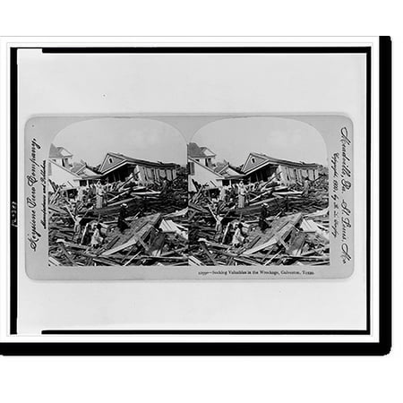 Historic Print, Seeking valuables in the wreckage, Galveston, Texas, 16" x 20"