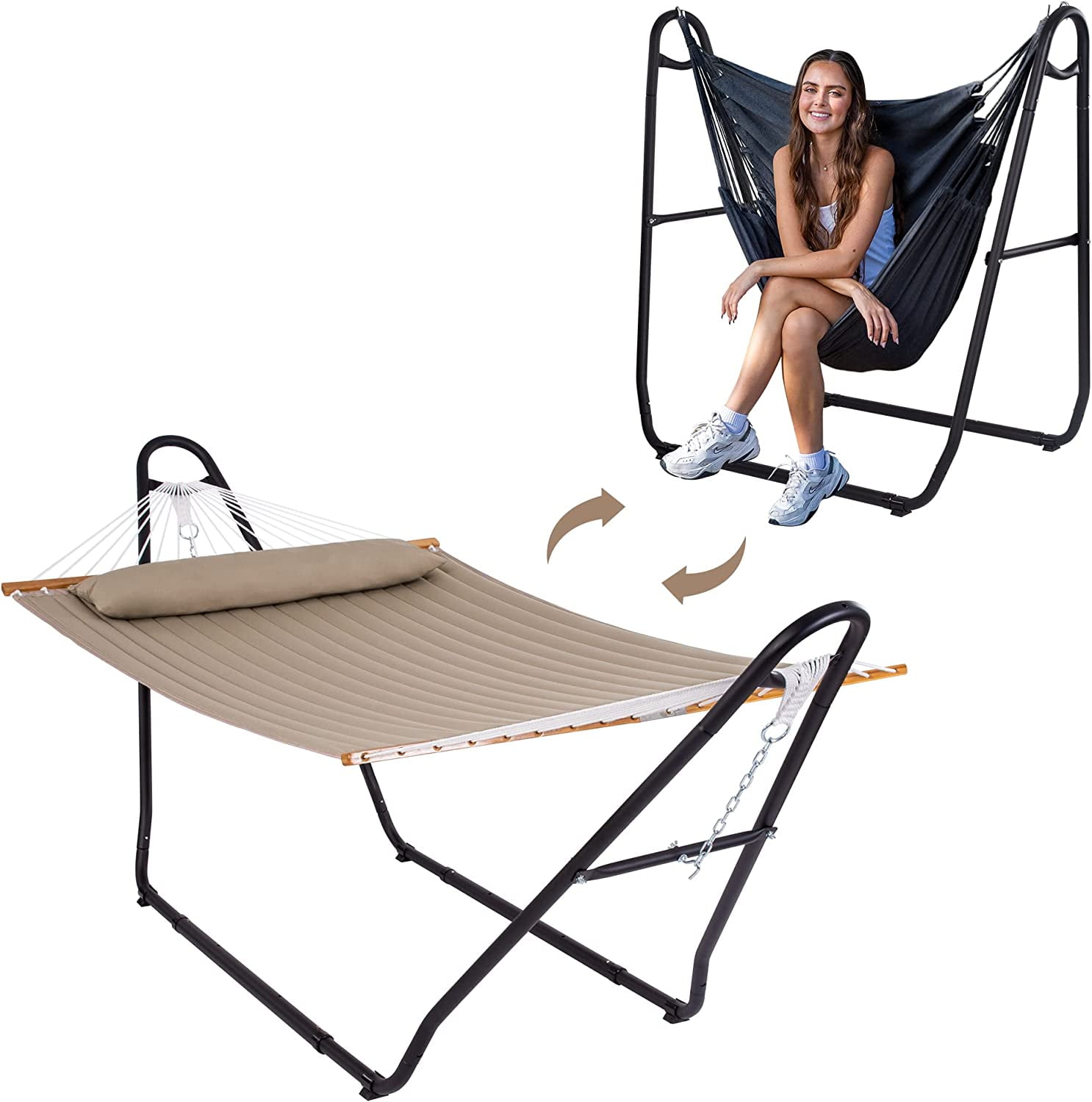 MANXING 2 in 1 Heavy Duty Hammock with Stand, Outdoor Hammock Chair