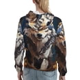 thumbnail image 7 of Fotbe Oil Painting Tribal Wolf Pattern Womens Long Sleeve Hoodie, Pullover Hooded Sweatshirt, Kangaroo Pocket Hoodie with Eye-catching Drawstrings-Small, 7 of 7