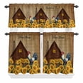 thumbnail image 2 of Kitchen Window Curtains Valance and Tier Set, Vintage Sunflowers Chicken Farm House Rod Pocket Tier Curtain Valance Set, Retro Barn Light Filtering Cafe Curtains for Bedroom Living Room, 2 of 9