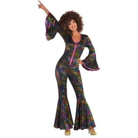 Disco Womens Adult Halloween 70S Diva Multi Colored Costume Jumpsuit-Std