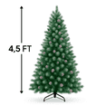 thumbnail image 2 of 4.5Ft/6Ft/7.5Ft/9Ft Decorated Holiday Christmas Tree, 1,000 PVC Branch Tips, Metal Hinges & Base, Partially Flocked Design, Pine Cones for Home, Office, Party Decoration, 2 of 8