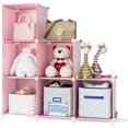 thumbnail image 1 of Organisateurs de Placard, Étagère de Rangement à 6 Cubes, Meuble de Rangement, Étagères de Rangement Portables, Organisateurs de Placard et Rangement, Bibliothèque pour Enfants pour Chambre, Bureau, Rose, 1 of 4