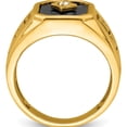 thumbnail image 2 of 14K Yellow Gold Onyx And Diamond Greek Key Design Mens Ringsize 10 (Width 3.6 To 14.6) - Jbsp, 2 of 5