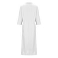 thumbnail image 5 of IROINNID Discount Long Sleeve Dress for Women Fall Dress Full-Length Shift Dress Summer Loose Turn-down Collar Slit Solid Long Sleeve Long Dresses,White, 5 of 6