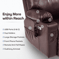 thumbnail image 4 of Sino Luban Dual Motor Power Lift Recliner Chair for Elderly with Massage and Heat, Electric Lift Chair for Big and Tall Adults, USB A&C, 2 Cup Holders (T6013 - Faux Leather, Dark Brown, Oversized), 4 of 10