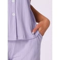 thumbnail image 4 of DARING DIVA Pajamas Set 100% Cotton Button Down Notch Collar Sleepwear S Purple, 4 of 6