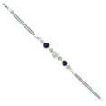 thumbnail image 3 of Gem Stone King 925 Sterling Silver and 10k Yellow Gold White Moissanite Blue Sapphire and White Lab Grown Diamond Bracelet for Women (3.48 Cttw, Round 7MM and 6MM, 6.5/7/7.5 inch, Made in Italy), 3 of 4