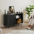 thumbnail image 3 of MARNUR Sideboard Buffet Cabinet 55" Storage Cabinet with 2 Sliding Tambour Doors, Adjustable Shelves for Kitchen Office Bedroom Hallway Entryway, Black, 3 of 10