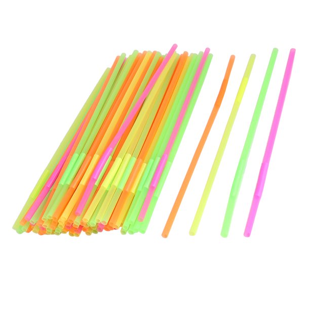 Party Plastic Flexible Disposable Drinking Straw Assorted Color 80pcs