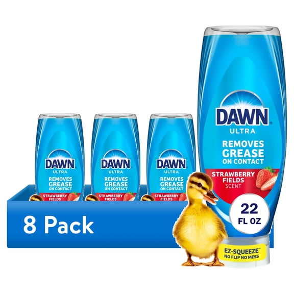 (8 pack) Dawn Ultra, EZ Squeeze Dish Soap, Dishwashing Liquid, Strawberry Fields, 22oz