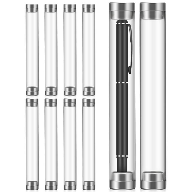 Miangastore Acrylic Single Pen Holder for Storage Use Transparent and Durable Cylindrical Tube Fits Most Pens 10 Pieces